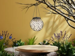 Globo LED Solarlaterne Hängeleuchte, Leuchtkugel Klar, Ø 14,5cm