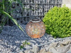 Globo LED Solarlaterne Kugel Mit Dekorstanzungen In Silber Antik, Ø20cm