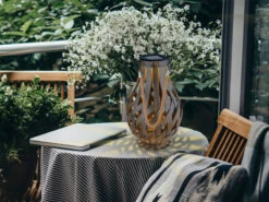 Globo LED Solarlaterne, Metall Holzoptik, Hängend Oder Stehend, Höhe 27cm