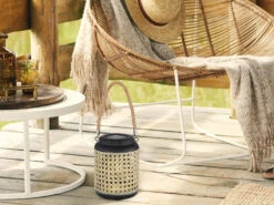 Globo LED Solarlaterne, Metall Rattanoptik, Hängend Oder Stehend, Höhe 30cm