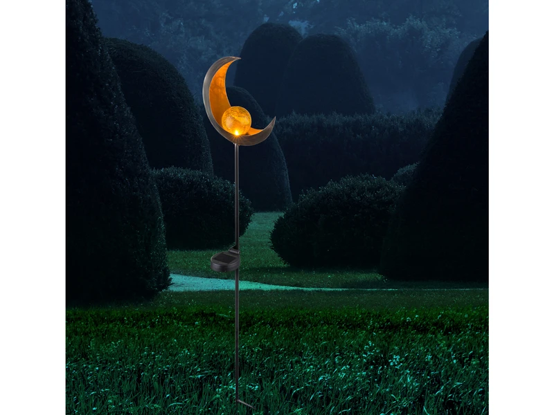 Globo LED Solarleuchte Design Mond, Metall Bronzefarben Mit Glaskugel, Erdspießleuchte 7 Globo LED Solarleuchte Design Mond, Metall Bronzefarben Mit Glaskugel, Erdspießleuchte – Bild 7