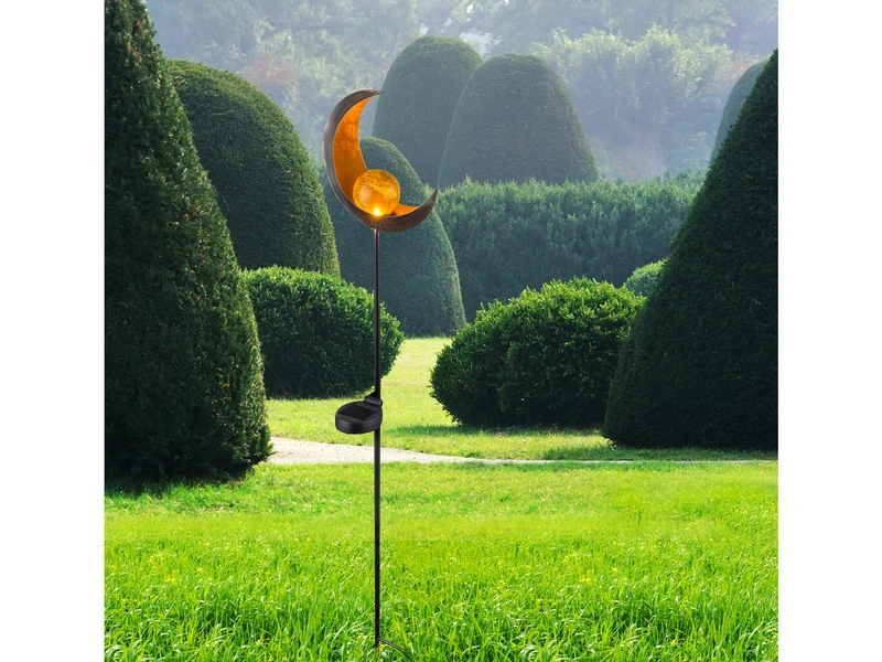 Globo LED Solarleuchte Design Mond, Metall Bronzefarben Mit Glaskugel, Erdspießleuchte 8 Globo LED Solarleuchte Design Mond, Metall Bronzefarben Mit Glaskugel, Erdspießleuchte – Bild 8