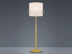 MeineWunschleuchte LED Stehlampe Messing Mit Stoffschirm Weiß Höhenverstellbar 145-187cm -Licht Welt Geschaft led stehlampe messing mit stoffschirm weiss hoehen 2