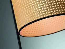 MeineWunschleuchte LED Stehlampe Schwarz Lampenschirm Rund Rattan Optik - Bodenleuchte Innen -Licht Welt Geschaft led stehlampe schwarz lampenschirm rund rattan opt 3