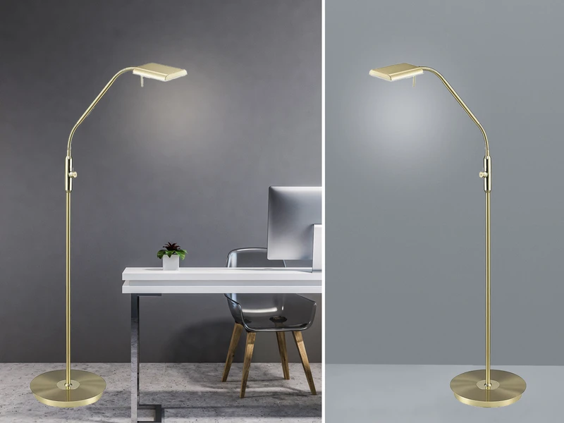 Trio Leuchten LED Stehleuchte BERGAMO Messing Flexibel Sensordimmer - Höhe 135cm 1 Trio Leuchten LED Stehleuchte BERGAMO Messing Flexibel Sensordimmer - Höhe 135cm