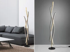 Trio Leuchten LED Stehleuchte BLAZE Dimmbar Lichtfarbe Einstellbar Messing 138cm