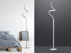 Reality Leuchten LED Stehleuchte COURSE Silber H145cm Sensor Dimmer, 3000 Kelvin Warmweiß