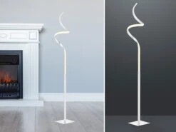 Reality Leuchten LED Stehleuchte COURSE Weiß H145cm Sensor Dimmer, 4000 Kelvin Neutralweiß