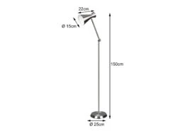 MeineWunschleuchte LED Stehleuchte Gelenk & Fußschalter, Metallschirm In Silber - Höhe 150cm 11 MeineWunschleuchte LED Stehleuchte Gelenk & Fußschalter, Metallschirm In Silber - Höhe 150cm -Licht Welt Geschaft led stehleuchte gelenk fussschalter metallschirm i 3