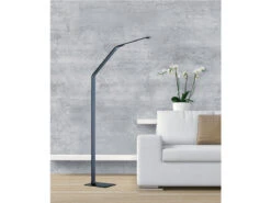 Fischer & Honsel LED Stehleuchte GERI Grau Verstellbar, Dimmbar, Lichtfarbe Wählbar, Höhe 133cm