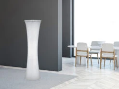 MeineWunschleuchte LED Stehleuchte Lichtsäule Aus Stoff Rund Zylinder 123cm Ø35cm In Weiß