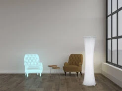 MeineWunschleuchte LED Stehleuchte Lichtsäule Aus Stoff Rund Zylinder 123cm Ø35cm In Weiß -Licht Welt Geschaft led stehleuchte lichtsaeule aus stoff rund zylinde 4