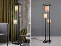 MeineWunschleuchte LED Stehleuchte Metall Mit Drei Stoffschirmen, Höhe 153cm