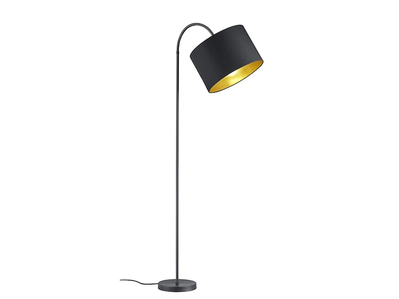 Trio Leuchten LED Stehleuchte Mit Flexgelenk Und TEXTIL Lampenschirm Ø35cm In Schwarz/Gold 2 Trio Leuchten LED Stehleuchte Mit Flexgelenk Und TEXTIL Lampenschirm Ø35cm In Schwarz/Gold – Bild 2