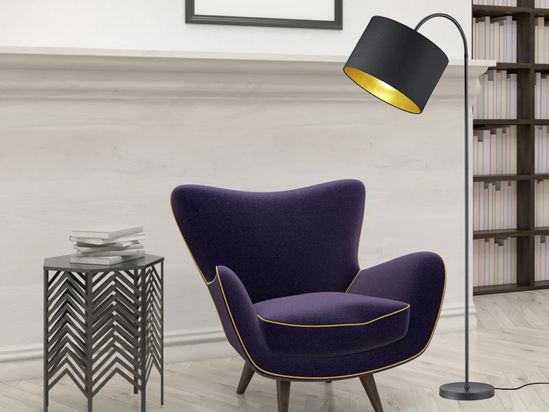 Trio Leuchten LED Stehleuchte Mit Flexgelenk Und TEXTIL Lampenschirm Ø35cm In Schwarz/Gold 5 Trio Leuchten LED Stehleuchte Mit Flexgelenk Und TEXTIL Lampenschirm Ø35cm In Schwarz/Gold – Bild 5