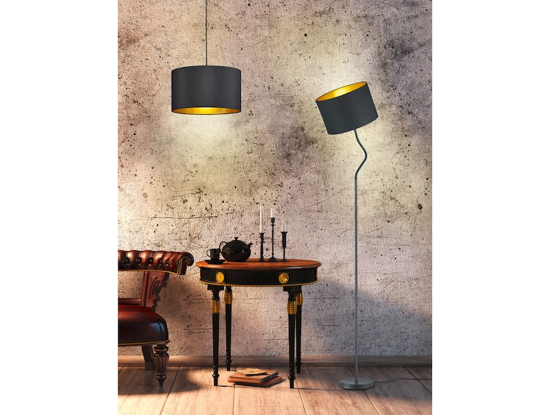 Trio Leuchten LED Stehleuchte Mit Flexgelenk Und TEXTIL Lampenschirm Ø35cm In Schwarz/Gold 8 Trio Leuchten LED Stehleuchte Mit Flexgelenk Und TEXTIL Lampenschirm Ø35cm In Schwarz/Gold – Bild 8