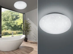 Trio Leuchten LED Sternenhimmel Deckenleuchte PAOLO In Weiß Ø 37cm, IP44 - Badlampen