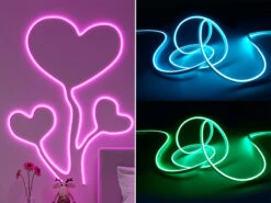 Reality Leuchten LED Streifen NEON Mit Fernbedienung, RGB Farbwechsel & Dimmer - 3 Meter