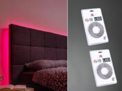 MeineWunschleuchte LED Stripe 2er Set Mit Fernbedienung, RGB Farbwechsel & Dimmer - 5 Meter