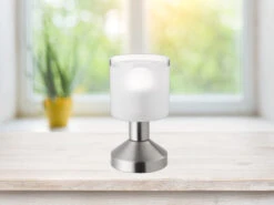 MeineWunschleuchte LED Tischleuchte Silber Matt ON/OFF über Touch Sensor, Ø9cm Höhe 17cm -Licht Welt Geschaft led tischleuchte silber matt on off ueber touch se 2