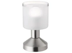 MeineWunschleuchte LED Tischleuchte Silber Matt ON/OFF über Touch Sensor, Ø9cm Höhe 17cm