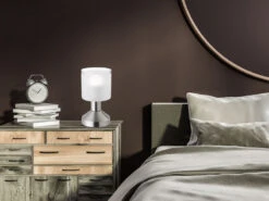 MeineWunschleuchte LED Tischleuchte Silber Matt ON/OFF über Touch Sensor, Ø9cm Höhe 17cm -Licht Welt Geschaft led tischleuchte silber matt on off ueber touch se 4