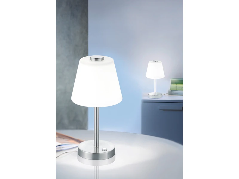 Trio Leuchten LED Tischleuchten 2er SET In Chrom Glänzend Mit Glaslampenschirm In Weiss 7 Trio Leuchten LED Tischleuchten 2er SET In Chrom Glänzend Mit Glaslampenschirm In Weiss – Bild 7