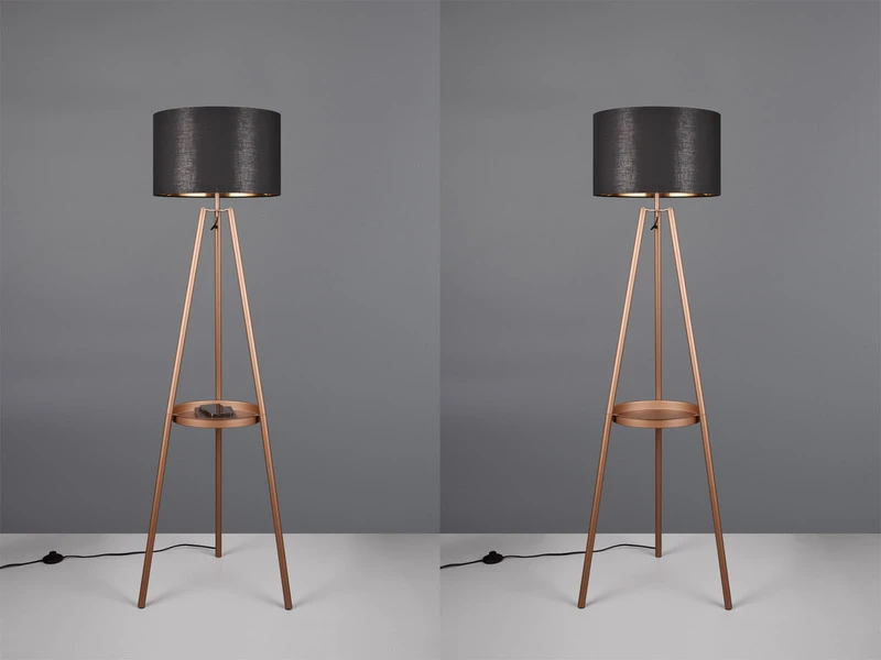 MeineWunschleuchte LED Tripod Stehleuchte Mit Stoffschirm In Schwarz/Gold & Ablagetisch, H 152cm 5 MeineWunschleuchte LED Tripod Stehleuchte Mit Stoffschirm In Schwarz/Gold & Ablagetisch, H 152cm – Bild 5