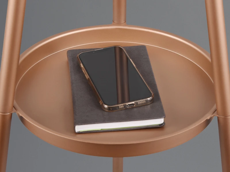 MeineWunschleuchte LED Tripod Stehleuchte Mit Stoffschirm In Schwarz/Gold & Ablagetisch, H 152cm 8 MeineWunschleuchte LED Tripod Stehleuchte Mit Stoffschirm In Schwarz/Gold & Ablagetisch, H 152cm – Bild 8