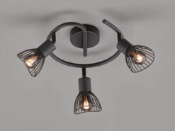 FHL Easy LED Vintage Deckenstrahler 3 Flammig Rund - Deckenspot Gitterlampe Dimmbar