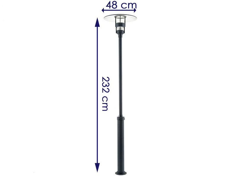 Konstsmide Mastleuchte / Gartenlaterne FREJA, Höhe 232 Cm, Alu Schwarz / Glas Klar, E27 2 Konstsmide Mastleuchte / Gartenlaterne FREJA, Höhe 232 Cm, Alu Schwarz / Glas Klar, E27 – Bild 2