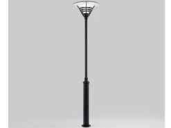 Konstsmide Mastleuchte / Gartenlaterne GEMINI, Höhe 220 Cm, E27, Alu Schwarz / Opalglas