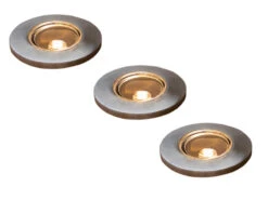 Konstsmide Mini LED Bodeneinbauspots 3er Erweiterungsset Edelstahl/Glas Ø3,5cm IP44