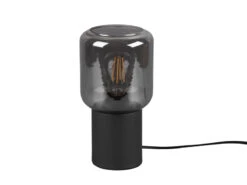 MeineWunschleuchte Mini LED Tischleuchte Schwarz Glasschirm Rauchfarbig Ø 13cm Höhe 24cm -Licht Welt Geschaft mini led tischleuchte schwarz glasschirm rauchfarb 2