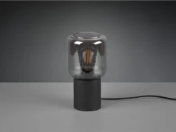 MeineWunschleuchte Mini LED Tischleuchte Schwarz Glasschirm Rauchfarbig Ø 13cm Höhe 24cm -Licht Welt Geschaft mini led tischleuchte schwarz glasschirm rauchfarb 3