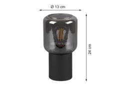 MeineWunschleuchte Mini LED Tischleuchte Schwarz Glasschirm Rauchfarbig Ø 13cm Höhe 24cm -Licht Welt Geschaft mini led tischleuchte schwarz glasschirm rauchfarb 7