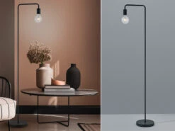 Trio Leuchten Minimalistische Retro Stehleuchte DIALLO, Schwarz Matt