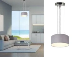 Smartwares Moderne Hängelampe, Stoff Grau/Abdeckung Satiniert, Ø 20 Cm, CEILING DREAM