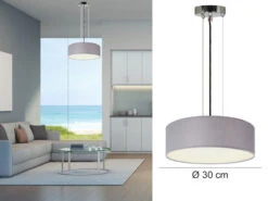 Smartwares Moderne Hängelampe, Stoff Grau/Abdeckung Satiniert, Ø 30 Cm, CEILING DREAM