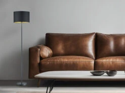 Trio Leuchten Moderne LED Stehleuchte Mit Lampenschirm Ø35cm Aus Stoff In Schwarz & Gold -Licht Welt Geschaft moderne led stehleuchte mit lampenschirm 35cm aus 1 4