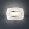 Trio Leuchten Moderne LED Wandleuchte 30x22cm Weißer Glasschirm Mit 2 Dekorstreifen In Gold