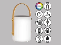 FHL Easy Outdoor Solar Tischleuchte BARI 24cm Mit Fernbedienung & RGB Farben -Licht Welt Geschaft outdoor solar tischleuchte bari 24cm mit fernbedie 3