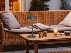 FHL Easy Outdoor Tischlampe KANTE 36cm Schwarz Ohne Strom Mit Akku & USB Kabel