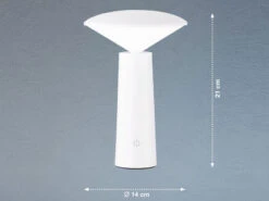 FHL Easy Outdoor Tischlampe PINTO Weiß Akku Aufladbar Per USB, Höhe 21cm -Licht Welt Geschaft outdoor tischlampe pinto weiss akku aufladbar per 1 2
