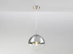 Globo Pendelleuchte VARUS Mit Glaskugel Design In Chrom & Klarglas, Ø 25cm -Licht Welt Geschaft pendelleuchte varus mit glaskugel design in chrom 1 2