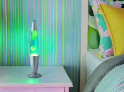 Reality Leuchten Raketen Lavalampe 90er Jahre Lichtsäule In Gelb,blau/Silber, Höhe 41cm Ø10cm