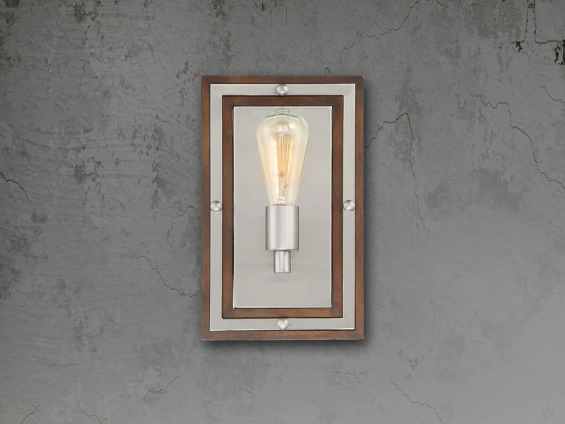 MeineWunschleuchte Rustikale LED Wandleuchte Aus Holz Und Metall, Höhe 32cm 3 MeineWunschleuchte Rustikale LED Wandleuchte Aus Holz Und Metall, Höhe 32cm – Bild 3