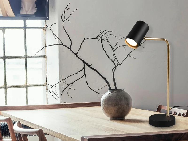 Trio Leuchten Schreibtischlampe MARLEY In Messing / Schwarz Matt, Spot Schwenkbar, Höhe 45cm 5 Trio Leuchten Schreibtischlampe MARLEY In Messing / Schwarz Matt, Spot Schwenkbar, Höhe 45cm – Bild 5