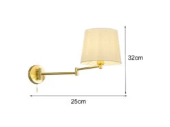 Trio Leuchten Schwenkbare LED Wandleuchte Mit Stoffschirm Weiß & Gelenkarm Messing -Licht Welt Geschaft schwenkbare led wandleuchte mit stoffschirm weiss 1 2