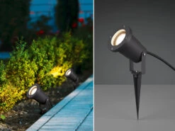 Trio Leuchten Schwenkbarer LED Garten Baumstrahler Mit Erdspieß & 5m Anschlusskabel Ø 9,2cm